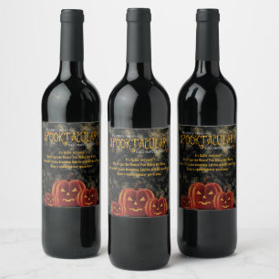 Étiquette Pour Bouteilles De Vin Citrouilles du parti d'Halloween Spooktacular