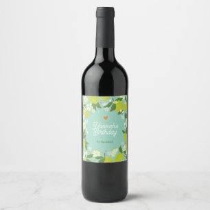 Étiquette Pour Bouteilles De Vin Citrus Floral Anniversaire Vin Étiquette