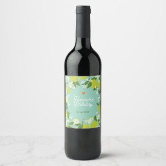 Étiquette Pour Bouteilles De Vin Citrus Floral Anniversaire Vin Étiquette
