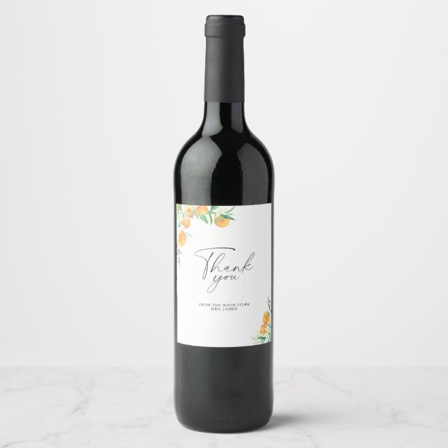 Étiquette Pour Bouteilles De Vin Citrus - remerciement pour la douche de la mariée (Devant)
