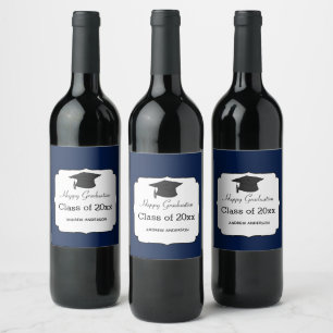 Étiquette Pour Bouteilles De Vin Classe de Graduation Bleue de 2023
