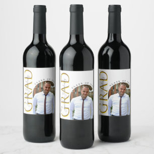 Étiquette Pour Bouteilles De Vin Classe de photo Arché Gold Grad de 2023 Graduation