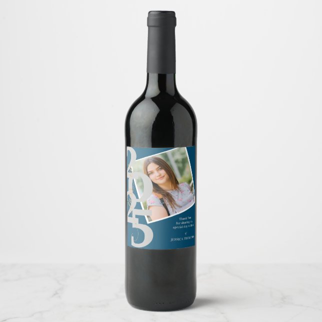 Étiquette Pour Bouteilles De Vin Classe élégante de Merci photo 2025 (Devant)