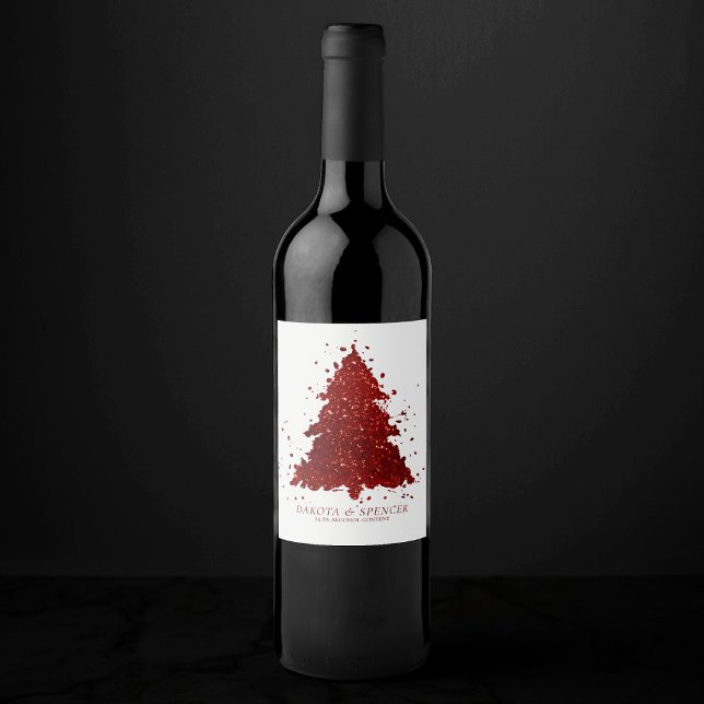 Étiquette Pour Bouteilles De Vin Classic Merry Christmas | Rich Festive Crimson Red (Créateur téléchargé)