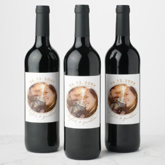 Étiquette Pour Bouteilles De Vin Classy Gold Chic Moderne Mariage Photo personnalis