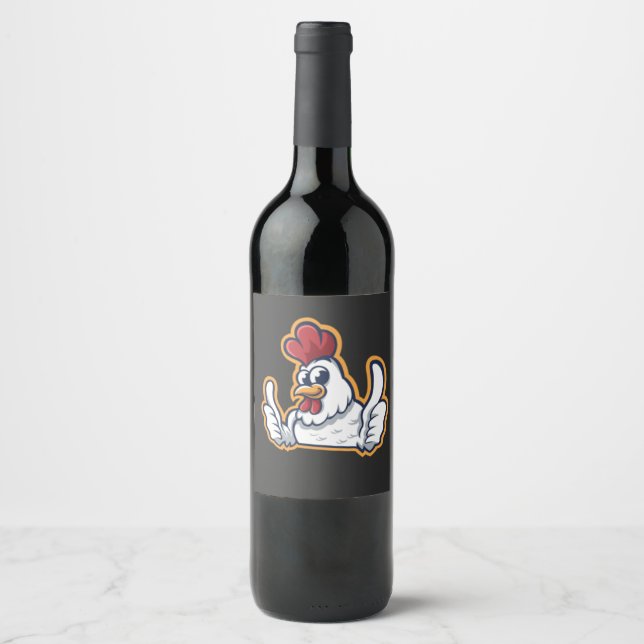 Étiquette Pour Bouteilles De Vin Clucky le poulet gai (Devant)
