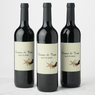 Étiquette Pour Bouteilles De Vin Coastal Chic Minimaliste Plage Mariage