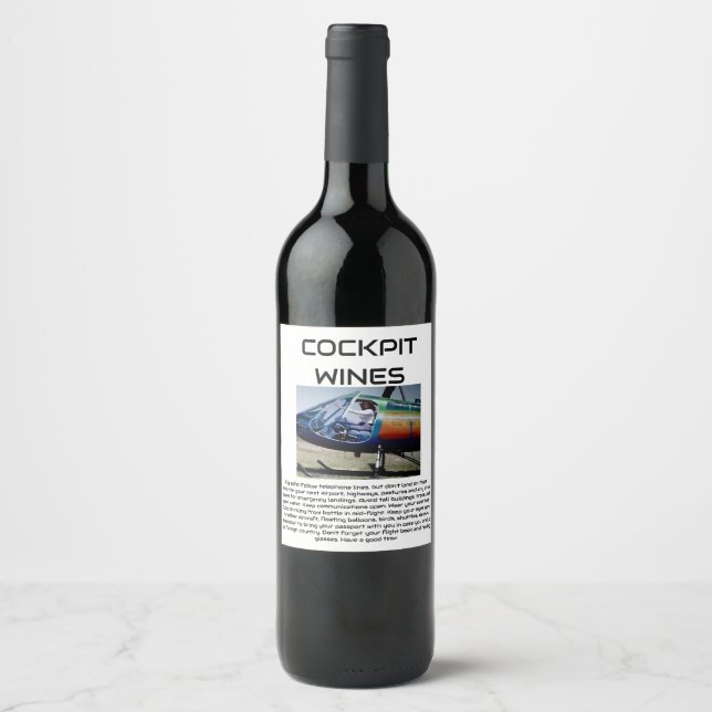ÉTIQUETTE POUR BOUTEILLES DE VIN COCKPIT WINES (Devant)