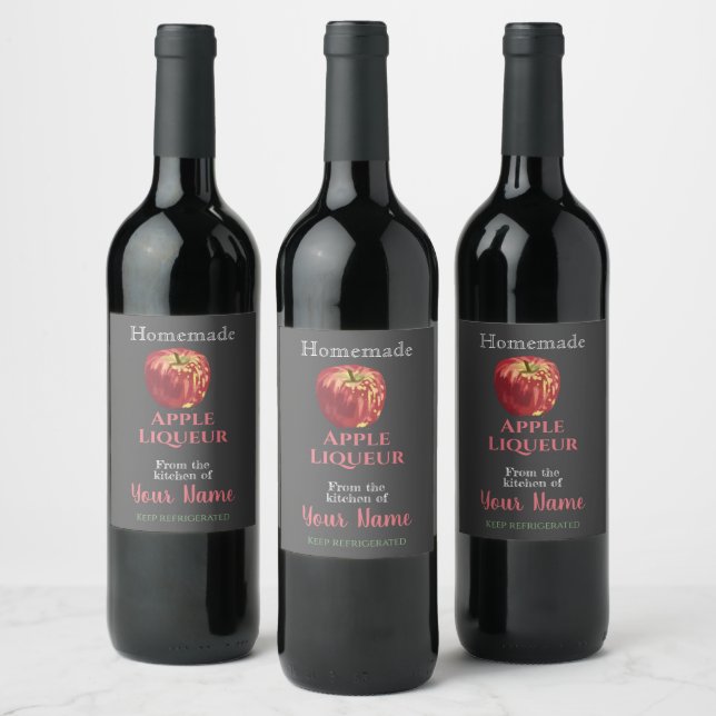 Étiquette Pour Bouteilles De Vin Cocktail maison Apple Liqueur Votre Nom Chalk (Bouteilles)