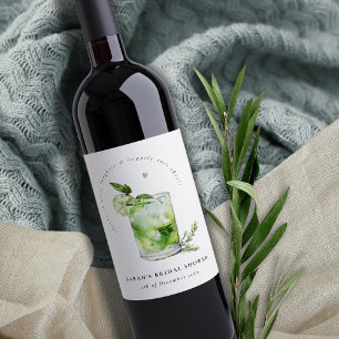 Étiquette Pour Bouteilles De Vin Cocktail Margarita Vert Élégant pour Baby Shower