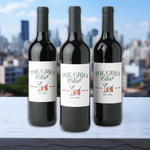 Étiquette Pour Bouteilles De Vin Cocktails Classy Green & Red Girl's Club