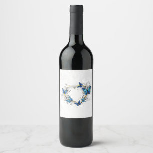 Étiquette Pour Bouteilles De Vin Coeur bijoux avec papillons Morpho