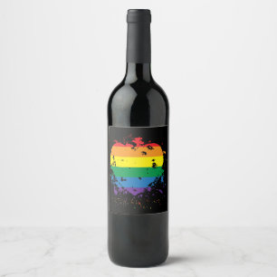 Étiquette Pour Bouteilles De Vin Coeur d'amour gay pride