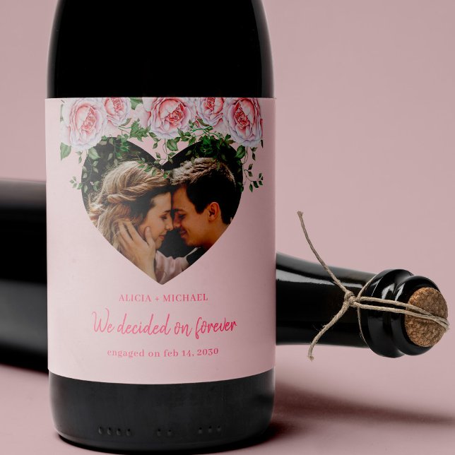 Étiquette Pour Bouteilles De Vin Coeur photo personnalisé et texte modèle Valentine (Créateur téléchargé)