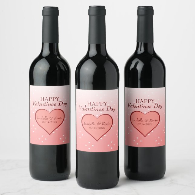 Étiquette Pour Bouteilles De Vin Coeur rose (Bouteilles)