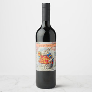 Étiquette Pour Bouteilles De Vin Cœurs de Lapin Blanc Alice Classique
