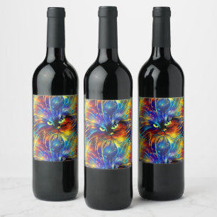 Étiquette Pour Bouteilles De Vin Cohésif Abstrait Exquis Cat Splashes Simples