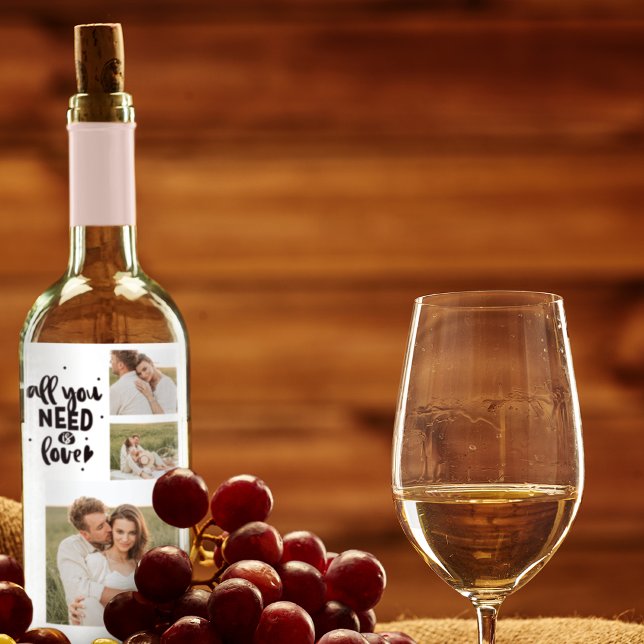 Étiquette Pour Bouteilles De Vin Collage Couple Photo & Tout Ce Dont Vous Avez Beso (Créateur téléchargé)