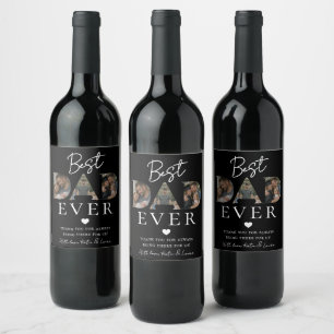 Étiquette Pour Bouteilles De Vin Collage de photos de papa noir moderne Cadeau de f