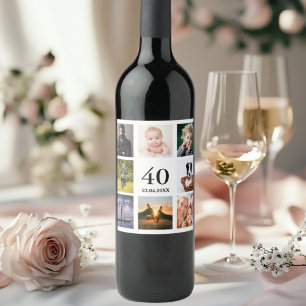 Étiquette Pour Bouteilles De Vin Collage photo de 40e anniversaire