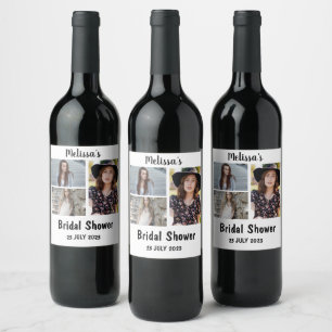 Étiquette Pour Bouteilles De Vin Collage photo Fête des mariées 3 personnalisé