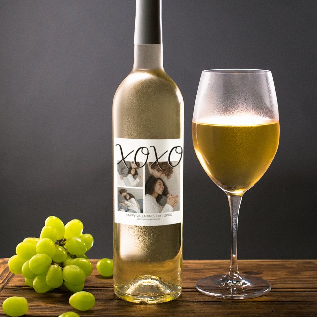 Étiquette Pour Bouteilles De Vin Collage photo XOXO tendance (Créateur téléchargé)