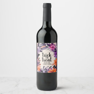 Étiquette Pour Bouteilles De Vin Collection de couronnes florales Halloween Spooky 