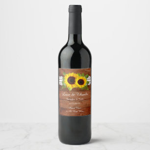 Étiquette Pour Bouteilles De Vin Collection Mariage de tournesol rustique Étiquette