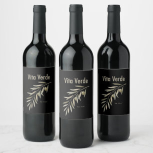 Étiquette Pour Bouteilles De Vin Collection Vita Verde Noir