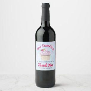 Étiquette Pour Bouteilles De Vin Comme il est doux Mariage Cupcake rose Merci