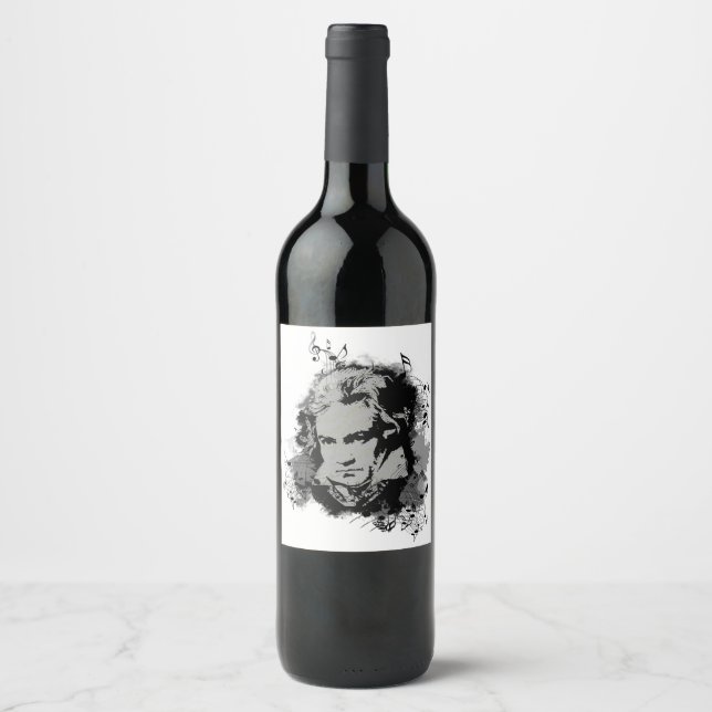 Étiquette Pour Bouteilles De Vin Compositeur allemand Beethoven musique classique (Devant)
