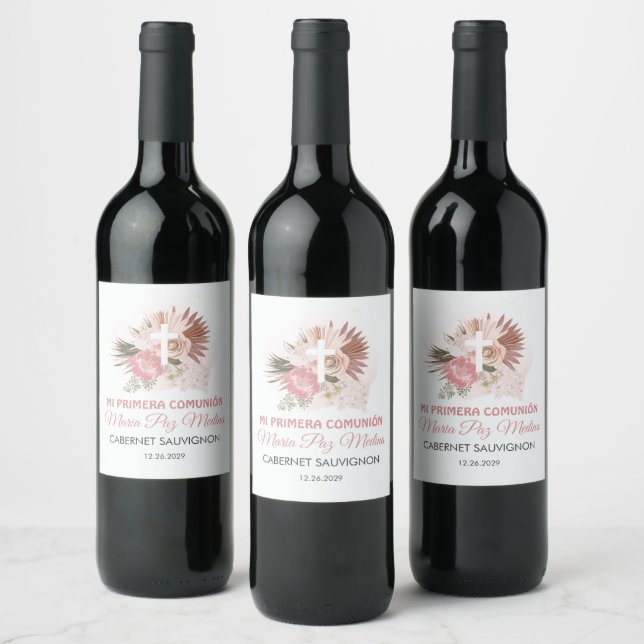 Étiquette Pour Bouteilles De Vin Comunion Primera En Espagnol Première Communion Sa (Bouteilles)