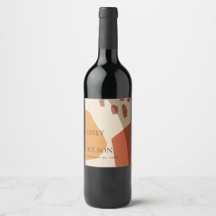 ÉTIQUETTE POUR BOUTEILLES DE VIN CONCEPTION ABSTRAITE MODERNE DE LA TERRACOTTA
