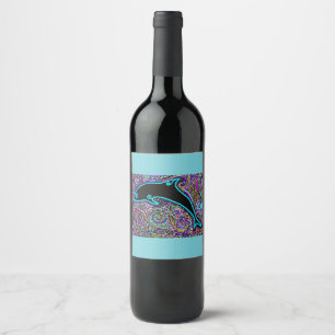 Étiquette Pour Bouteilles De Vin Conception artistique de dauphin