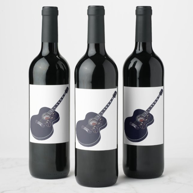 Étiquette Pour Bouteilles De Vin Conception de musique de guitare noire (Bouteilles)