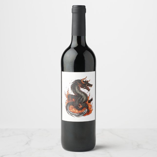 Étiquette Pour Bouteilles De Vin conception dragon (Devant)