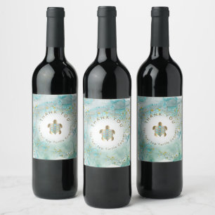Étiquette Pour Bouteilles De Vin Conception turquoise des tortues de mer