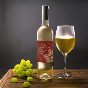 Étiquette Pour Bouteilles De Vin Confort et joie Holly Star Personnalisé