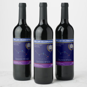 Étiquette Pour Bouteilles De Vin Constellation de l'hémisphère Nord Cassioipeia