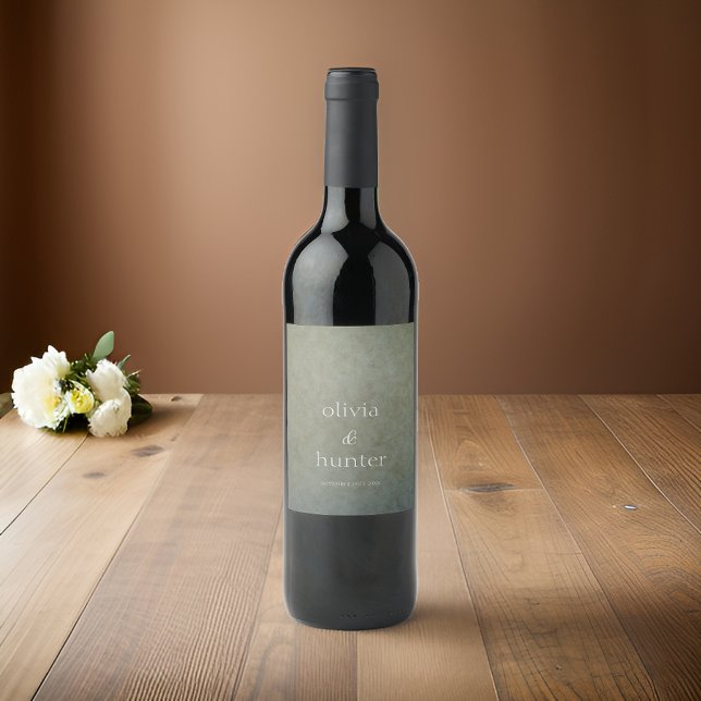 Étiquette Pour Bouteilles De Vin Contemporain Golden Sage Faux Suede Paint Mariage (Créateur téléchargé)