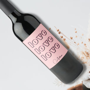 Étiquette Pour Bouteilles De Vin Cool Candy Rose Clean 3 x Amour   Rose Pastel