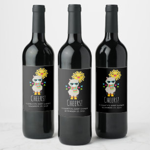 Étiquette Pour Bouteilles De Vin Cool Llama et souriant Kawaii Sun