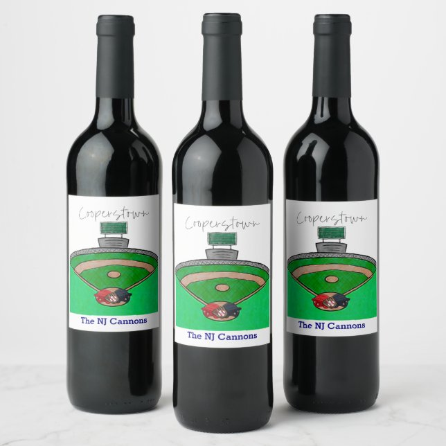 Étiquette Pour Bouteilles De Vin Cooperstown Field Team Party Nom personnalisé (Bouteilles)