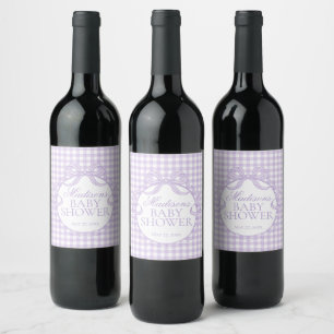 Étiquette Pour Bouteilles De Vin Coquette Bébé Fleur de Coton Rose Violet Cérémonie