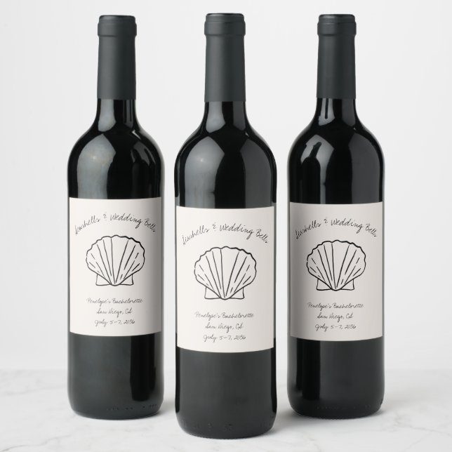 Étiquette Pour Bouteilles De Vin Coquillages et cloches Mariages Décor de soirée Ba (Bouteilles)
