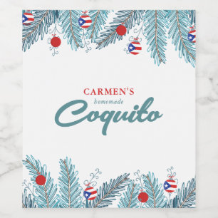 Étiquette Pour Bouteilles De Vin Coquito de Noël festif