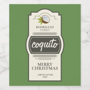 Étiquette Pour Bouteilles De Vin Coquito de noix de coco tropical Boisson de Noël