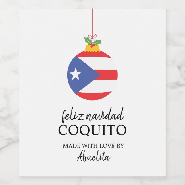 Étiquette Pour Bouteilles De Vin Coquito de noix de coco tropical Boisson de Noël (Étiquettes simples)