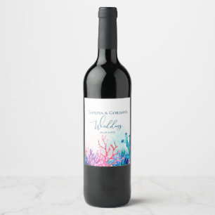 Étiquette Pour Bouteilles De Vin Corail océanique