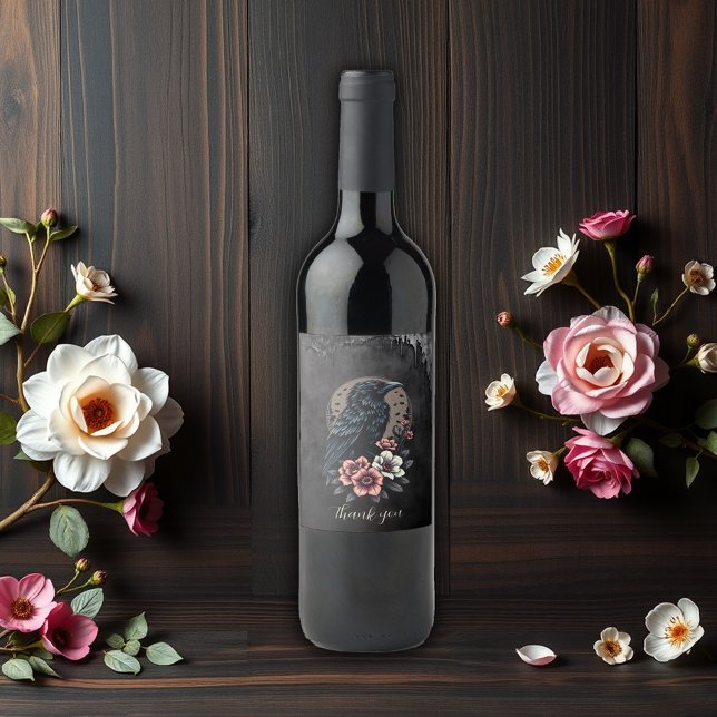 Étiquette Pour Bouteilles De Vin Corbeau noir (Créateur téléchargé)